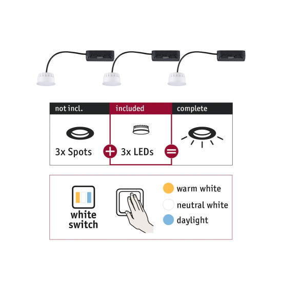 Iedziļināma gaismekļa LED modulis WhiteSwitch 3x6,5W 2.700 - 6.500 K