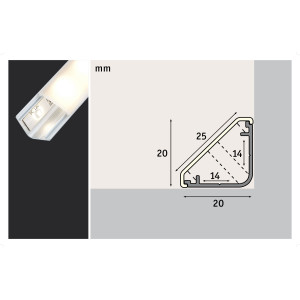 LED profiil hajutiga 2m anodiseeritud alumiinium, satiin DELTA