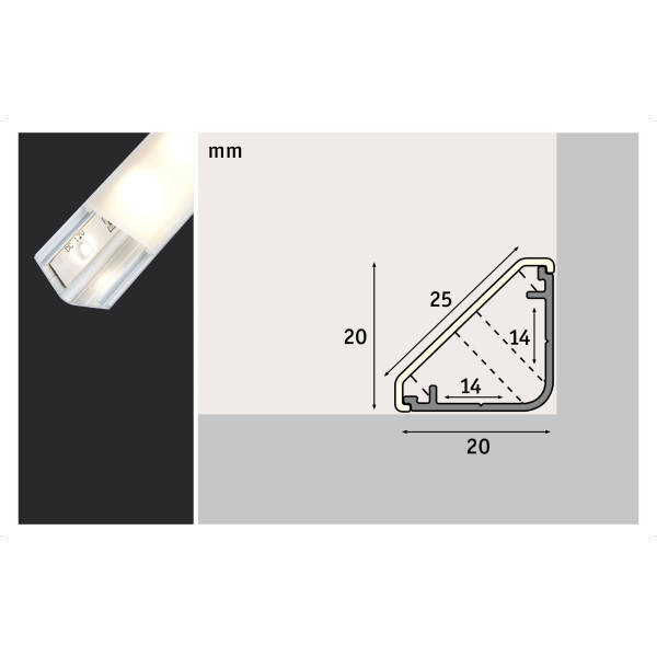 LED profiil hajutiga 2m anodiseeritud alumiinium, satiin DELTA