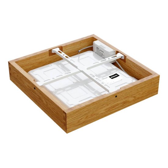 Pinnapealne LED laevalgusti QUADRA WOODLINE 300x300 24W IP20 4000K 1430lm tamm