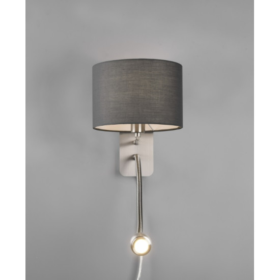 Sieninis šviestuvas 40W E14 + 3,2W LED pilkas HOTEL