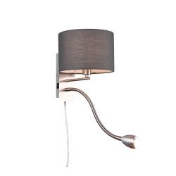 Sieninis šviestuvas 40W E14 + 3,2W LED pilkas HOTEL
