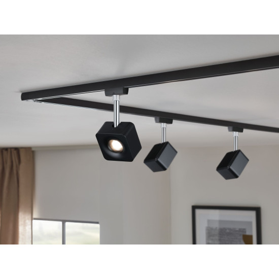 LED bėginis šviestuvas 8W matinės juodos/chromuotos CUBE