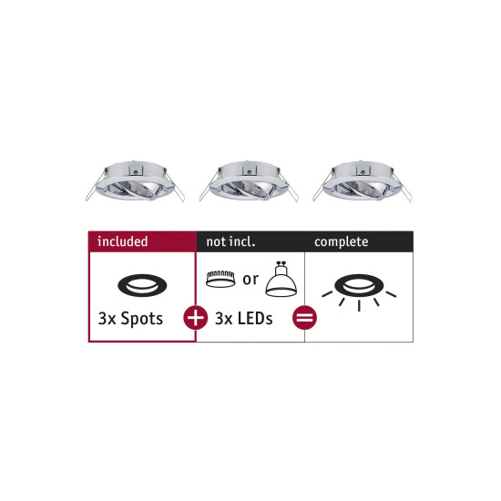 Iedziļināms gaismeklis pagriežams max. 3x10W hroms 230 V