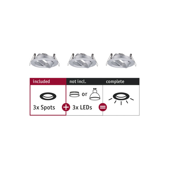 Recessed luminaire Spot swivelling max. 3x10W Turned aluminium 230 V