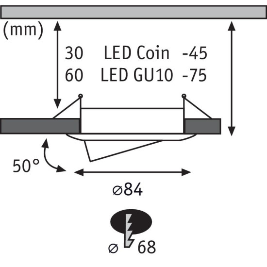 Iedziļināms gaismeklis pagriežams max. 3x10W hroms 230 V