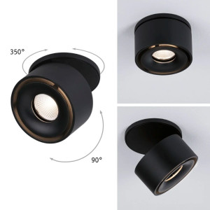 Iedziļināms gaismeklis matēts melns SPIRCLE