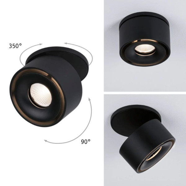 Iedziļināms gaismeklis matēts melns SPIRCLE