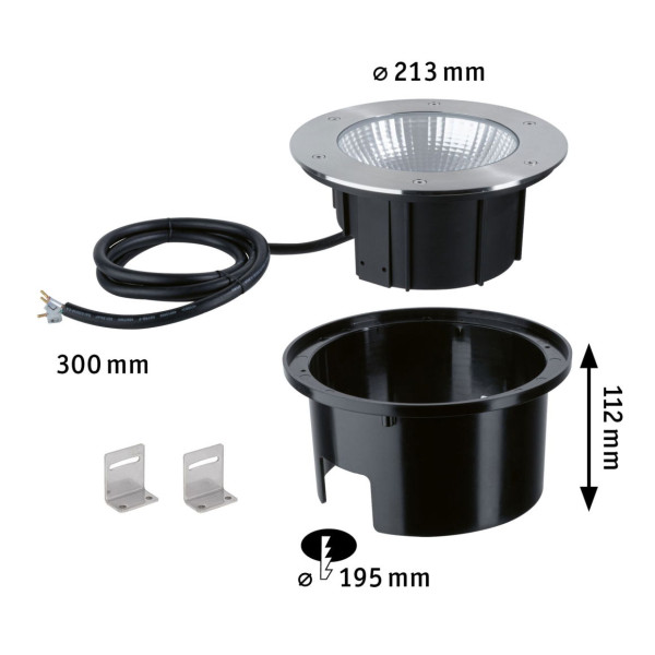 LED süvistatav põrandavalgusti Durea IP67 ümmargune 213mm