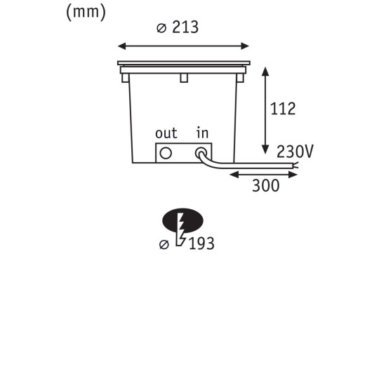 LED iebūvējams grīdas gaismeklis Durea IP67 apaļš 213mm