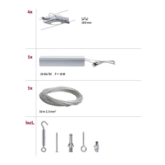 LED Cable system MacLED Basic Set 4x200lm 4x4,3W