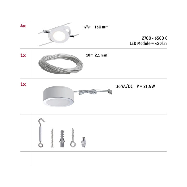 Bluetooth vaijerivalaisinsetti 4x4W ROUNDMAC