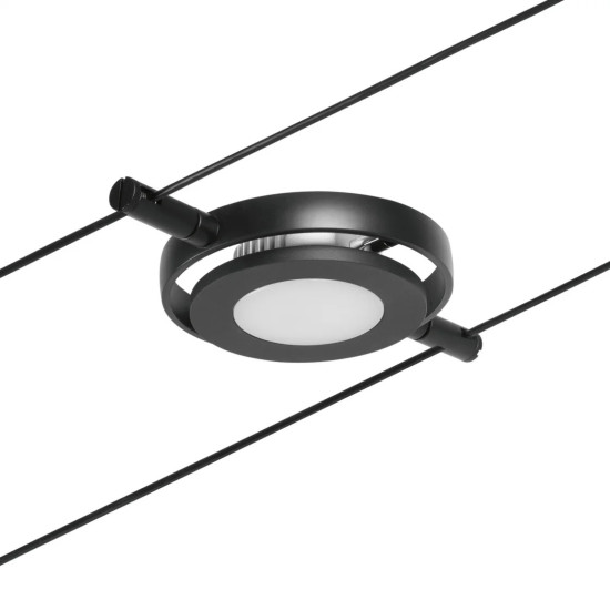 Kabelių šviestuvas sistema 5x280lm juoda matinė/chromas ROUND MAC