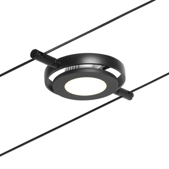 Kabelių šviestuvas sistema 5x280lm juoda matinė/chromas ROUND MAC