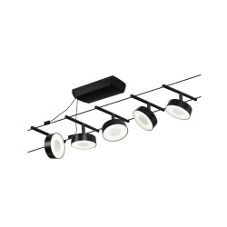 Trossvalgusti 5x400lm 5x5W 3000K must matt/kroom CIRCLE BASIC