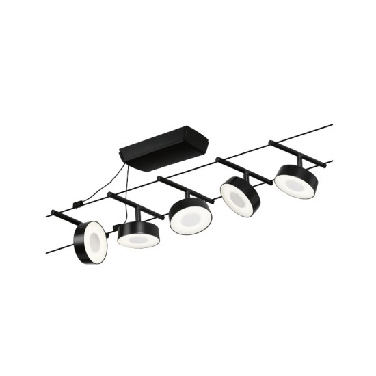 Kabelių šviestuvas sistema 5x400 lm 5x5W 3000K juoda matinė/metalizuota chromo CIRCLE BASIC