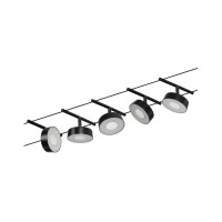 Kabelių šviestuvas sistema 5x400 lm 5x5W 3000K juoda matinė/metalizuota chromo CIRCLE BASIC
