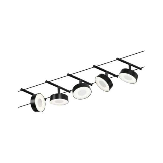 Kabelių šviestuvas sistema 5x400 lm 5x5W 3000K juoda matinė/metalizuota chromo CIRCLE BASIC