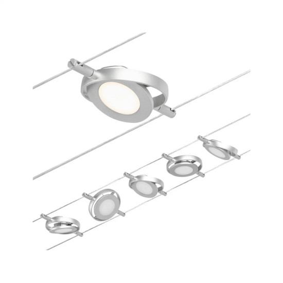 LED vaijerivalaisinsetti mattakromi ROUND MAC