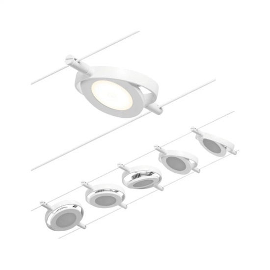 LED vaijerivalaisinsetti valkoinen PYÖREÄ MAC
