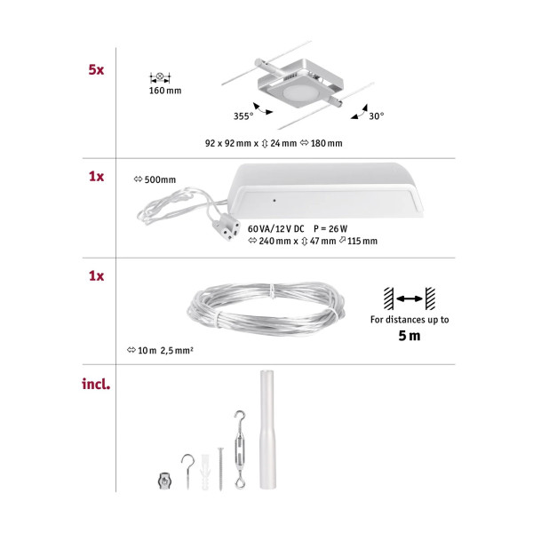 Wire system set 5x4,5W MACLED Wire system set 5x4,5W MACLED