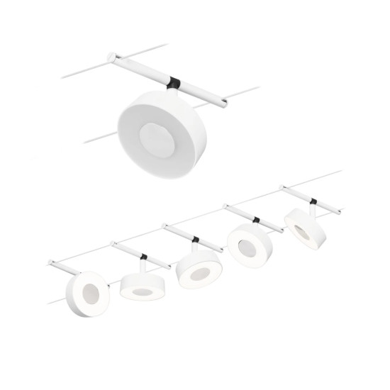 LED vaijerivalaisinsetti valkoinen mattakromi CIRCLE BASIC