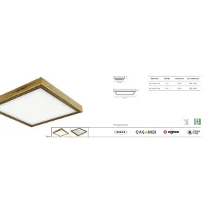Pinnapealne LED laevalgusti QUADRA WOODLINE 600x600 40W IP20 3000K 3320lm tamm