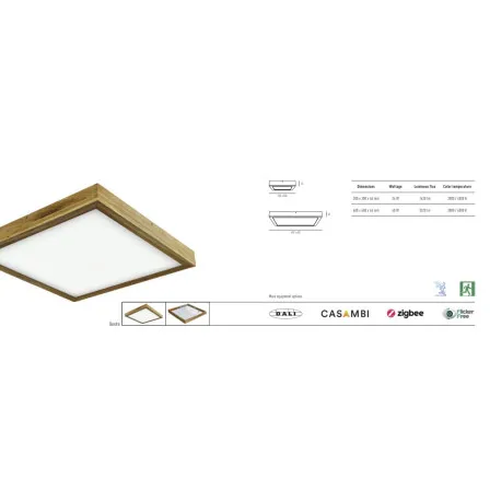 Pinnapealne LED laevalgusti QUADRA WOODLINE 600x600 40W IP20 3000K 3320lm tamm