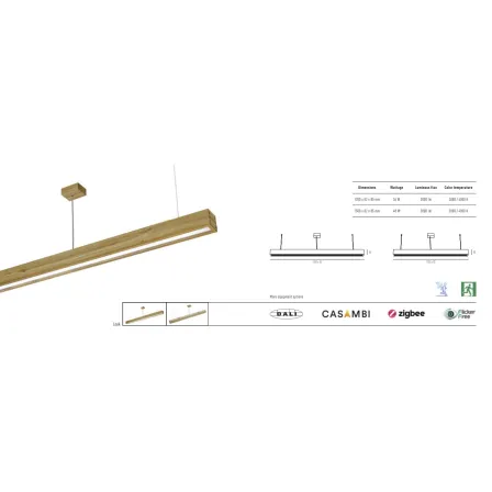 Pendant light LOOK WOODLINE 1,2m 36W IP20 4000K 3000lm Oak