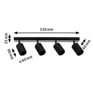 Spotlight GU10 4x10W Black LIRENA