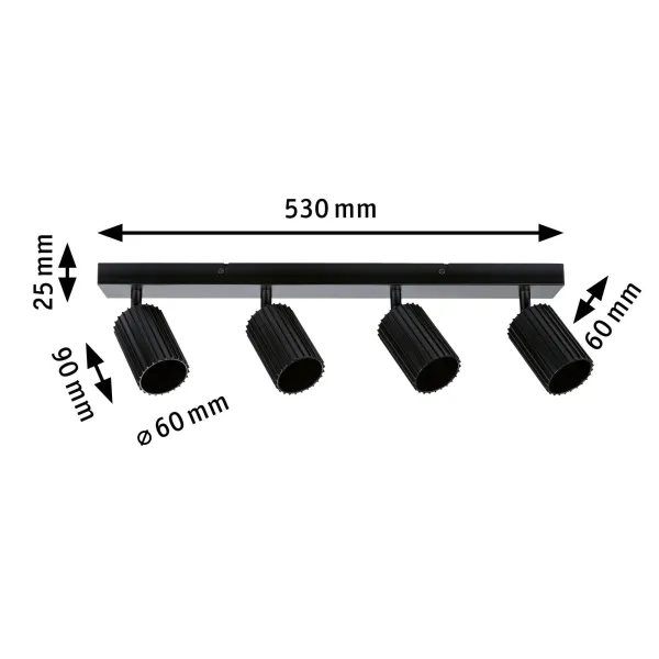Spotlight GU10 4x10W Black LIRENA