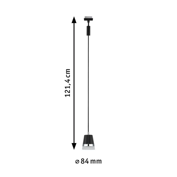 URail Pendant light GU10 max. 10W dimmable 230V Black matt CONE