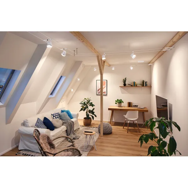 Vaijerivalaisinsetti GU5,3 5x10W Mattavalkoinen/Chrome CONE BASIC