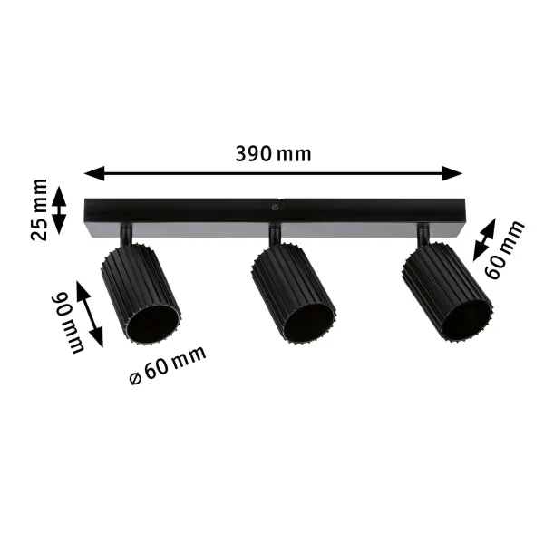 Spotlight GU10 3x10W Black LIRENA