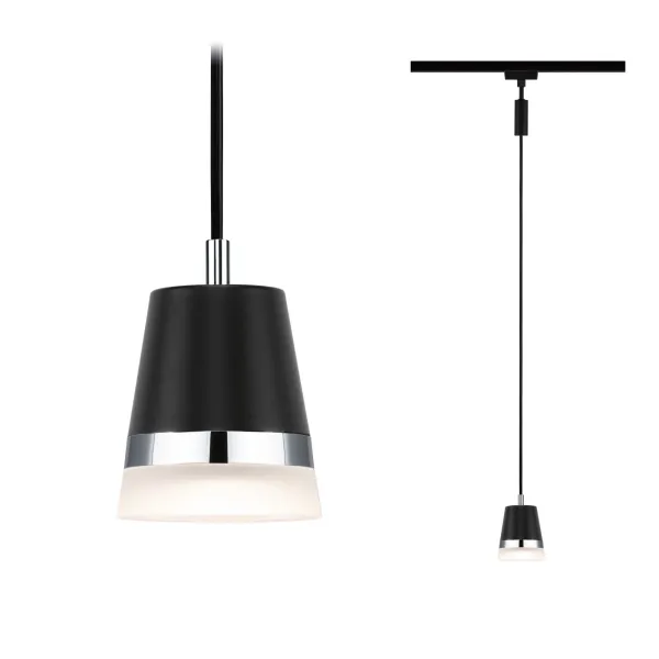 URail Pendant light GU10 max. 10W dimmable 230V Black matt CONE