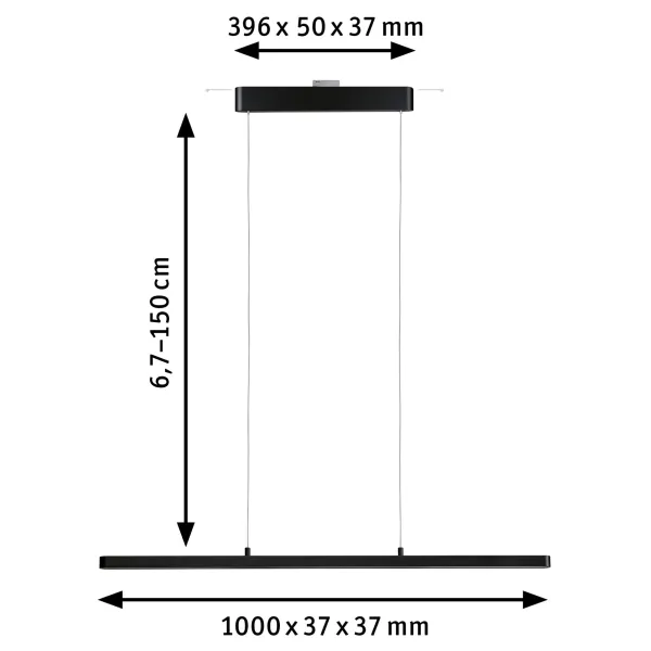 Rippvalgusti 1800 lm 41 W 2700 K 230 V must matt Lento