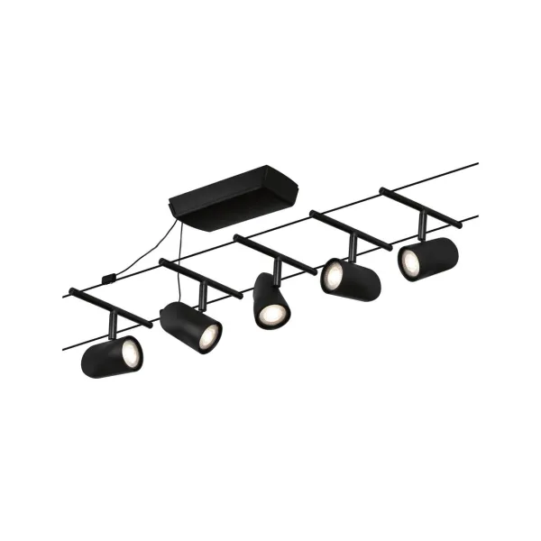 Cable lighting system GU5,3 max. 5x10W Black matt Cup