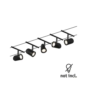 Cable lighting system GU5,3 max. 5x10W Black matt Cup