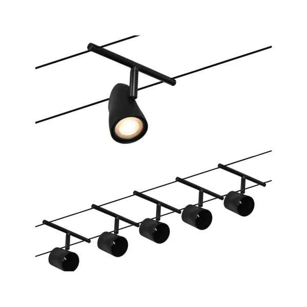 Cable lighting system GU5,3 max. 5x10W Black matt Cup