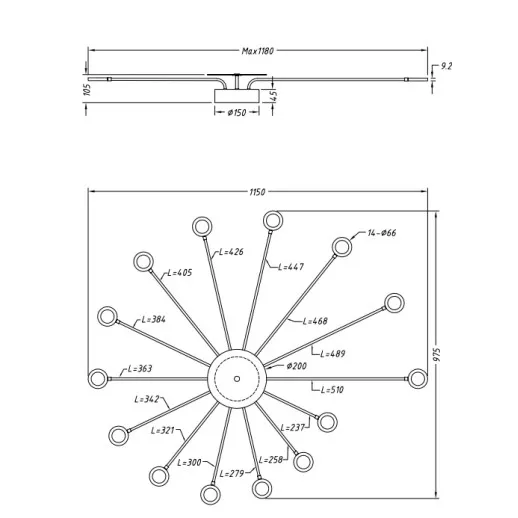 Lubinis šviestuvas 15x SMD LED 2,6W PEACOCK