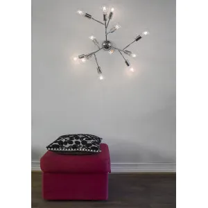 Seinälámpä 12 x E27 40W kromi HERO