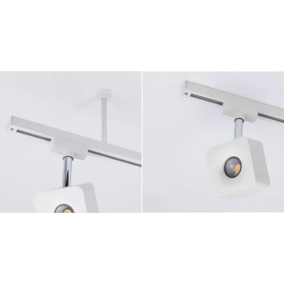 Kiskokiinnitteinen valkoinen ripustuskisko