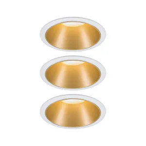 Recessed luminaire matt gold reflector LED 3x6.5W 3-step dimmable COLE