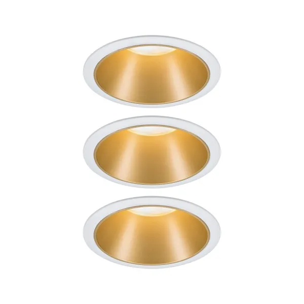 Recessed luminaire matt gold reflector LED 3x6.5W 3-step dimmable COLE