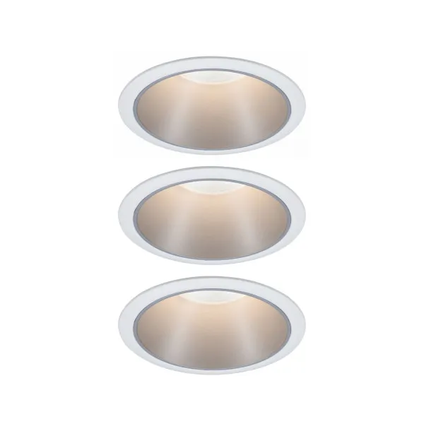 Recessed luminaire matt silver reflector LED 3x6.5W 3-step dimmable COLE