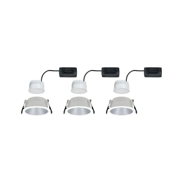 Recessed luminaire matt silver reflector LED 3x6.5W 3-step dimmable COLE