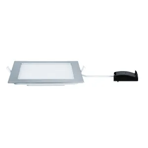 Recessed panel LED rectangular 18W matt chrome IP44 splash-protected