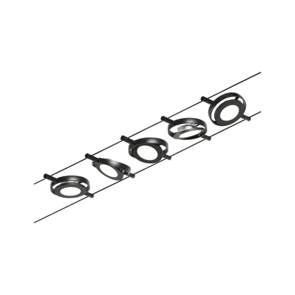 Trossvalgusti 5x280lm must matt/kroom ROUND MAC