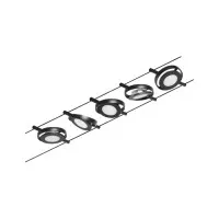 LED Cable system 5x280lm Black matt/Chrome ROUND MAC