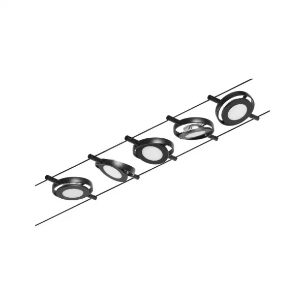 Trossvalgusti 5x280lm must matt/kroom ROUND MAC